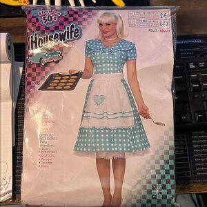 50s Housewife Costume in Blue Polka Dots